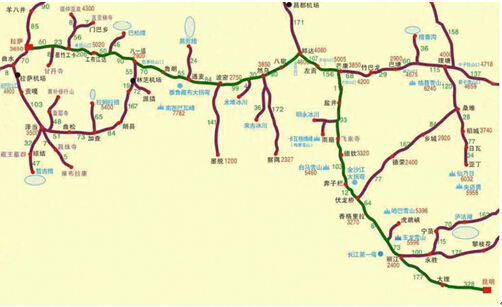 川藏线-滇藏线地图,值得收藏